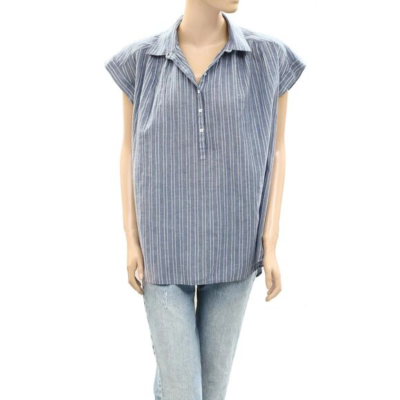 Nili Lotan Normandy Shirt Tunic Top Striped Printed Cotton Oversized XS 283652 - Picture 6 of 10